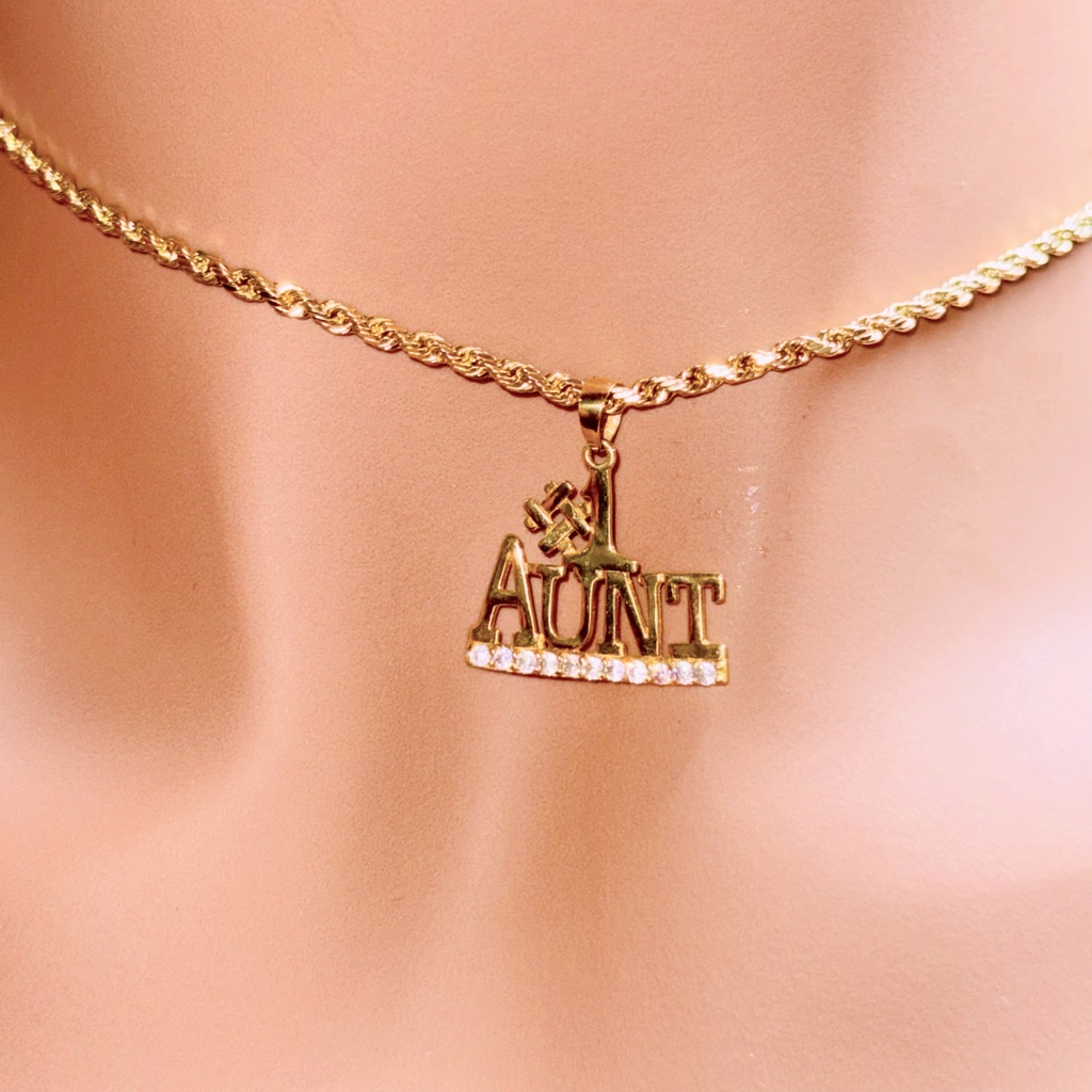 10k Solid Gold #1 Aunt Pendant, Best Aunt Gold Charm Gift For Your Favorite Aunt